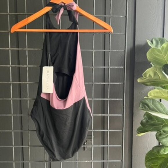 NWT - XXS - Athleta - Black/Pink - ASYM ColorBlock One Piece Swimsuit - Picture 3 of 7